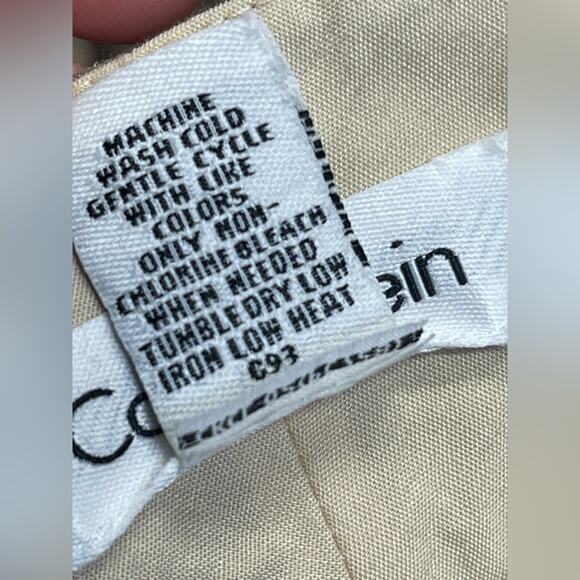 sophisticated vintage palazzo Calvin Klein pinstripe linen blend trouser sz 4 - Picture 6 of 13